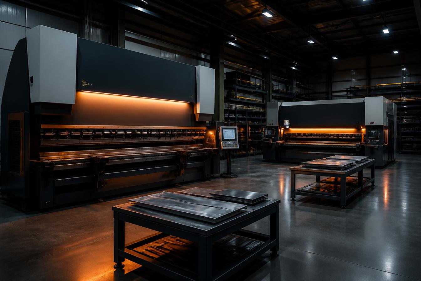Atelier de tôlerie équipé de presses plieuses et de cisailles